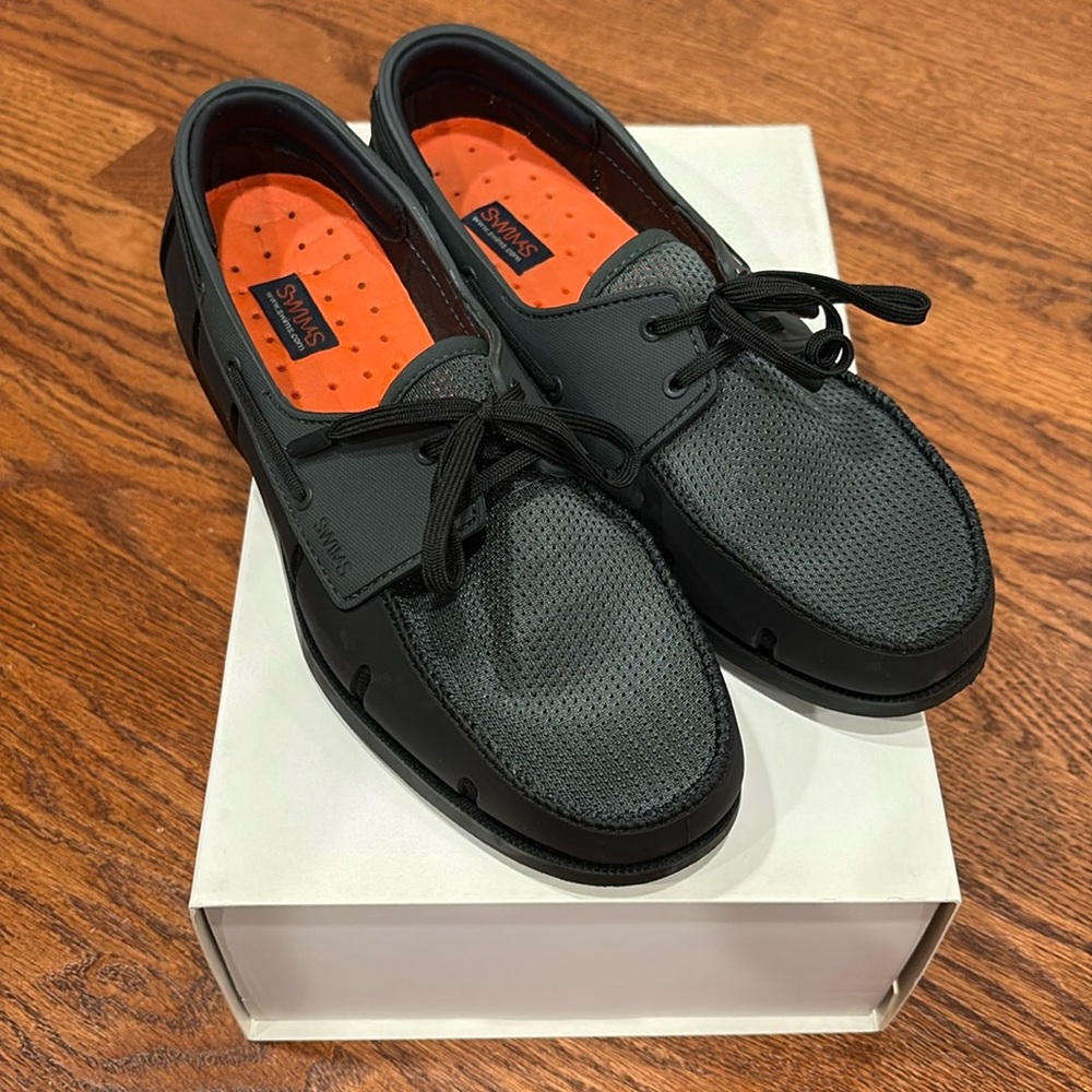 Men’s Swims Black and Orange Boat Shoes